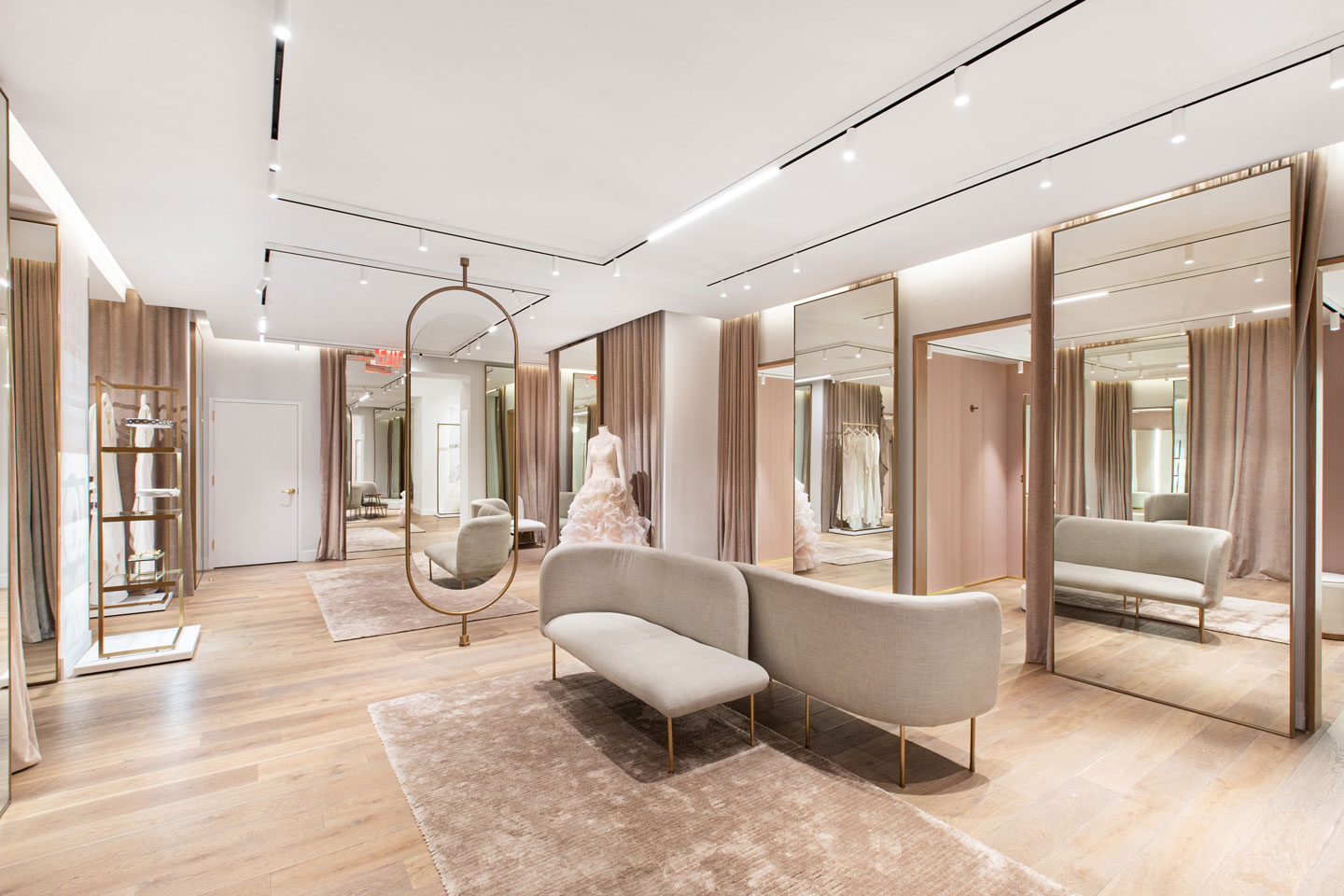Commercial retail interiors of Pronovias showroom in New York